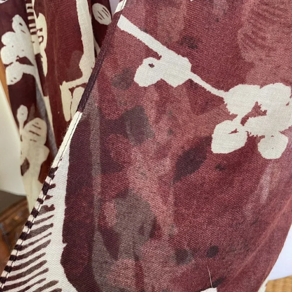 Batik Cherry Blossom Scarf Brown Cream